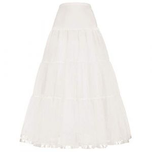 SSDH Jupon Long à Volants Crinoline Vintage Mariage Jupon de mariée pour Robes de mariée sous-Jupe Rockabilly Tutu (FR/ES, Alpha/Lettres, Moyen, Taille Normale, Taille Normale, Blanc) (Sanduohua, neuf)