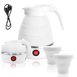 Bouilloire pliable de 0,6 l, mini bouilloire de voyage, bouilloire de voyage, bouilloire pliable en silicone, bouilloire de camping, &eacute;bullition rapide de 5 minutes, pour cuisine, voyage, camping (RANSIT, neuf)