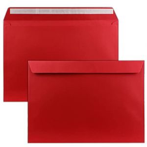 Lot de 25 grandes enveloppes - XXL - DIN C4 - Rouge rose - 22,9 x 32,4 cm - Fermeture adhésive sans fenêtre - Enveloppes d'expédition pour format A4 (GUSTAV NEUSER GmbH, neuf)