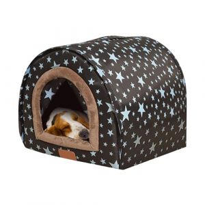 Holdes Niche pour chien chaude pour l'intérieur - Niche pour chien par temps froid - Niche d'hiver avec porte en tissu flexible - Amovible et lavable - Pour l'extérieur (azurely, neuf)