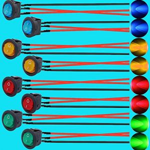 RUNCCI-YUN Interrupteur à Bascule Rond, AC 250V/6A, 125V/10A Interrupteur à Bascule 3 Broches, Bouton De Verrouillage Interrupteur,pour Voiture, Camion, Voitures de Course, （Avec ligne de soudure） (RUNCCI-YUN, neuf)
