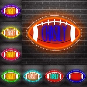 ASD Jewerly Panneau néon de Rugby personnalisé pour décoration murale, lampe de nuit LED néon de Rugby personnalisée, décoration de chambre de Rugby, cadeau de Rugby (Yuermen, neuf)