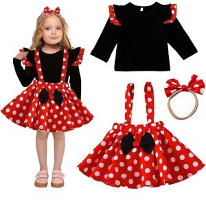 AQDJWHM Deguisement Minnie Enfant, Costume de Souris pour Fille avec Bandeau& Tutu, Mouse Costume Bebe Fille pour Anniversaire Cosplay Halloween Carnaval (110) (BRAISE LIMITED, neuf)