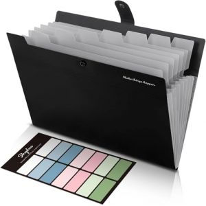 SKYDUE Trieur Document, Trieur 8 Compartiments A4, Dossier Rangement Documents Avec L'étiquettes, Rangement Papier/Pochette Document Pour Bureau, Maison, École(Noir) (SKYDUE-EU, neuf)