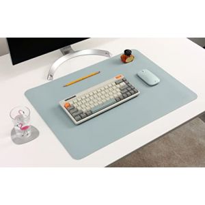 Nodito Sous-main en cuir double face, buvard pour ordinateur portable, tapis de souris, écriture, dessin, tapis d'art et d'artisanat (43,2 x 61 cm, bleu/argent) (Nodito, neuf)