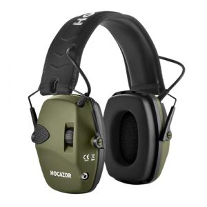 HOCAZOR 026 Protection auditive &eacute;lectronique pour le tir sportif, casque antibruit actif R&eacute;duction du bruit Protecteur d'oreilles pour stand de tir, chasse Vert-NRR22dB SNR 27dB (EU BOERTECH, neuf)