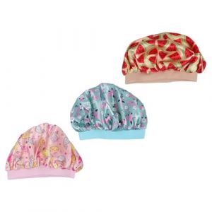 Homoyoyo Lot de 3 Bonnets de Nuit en Satin &Eacute;lastique pour Gar&ccedil;on et Filles Taille Unique Couleurs Vert Beige Past&egrave;que et Rose Dauphin Protection Douce pour Cheveux Adapt&eacute;s Sommeil et (Alda Jin, neuf)