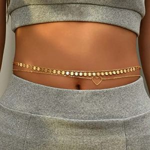 TseenYi Cha&icirc;ne De Ventre De Bikini De Plage Cha&icirc;ne De Taille De Disque Superpos&eacute;e Cha&icirc;ne De Taille De Plage De Coeur D'or Cha&icirc;ne Taille D'&eacute;t&eacute; Sexy Corps Bijoux Cha&icirc;ne Pour Femmes Et Des Filles Cadeaux (TseenYi, neuf)