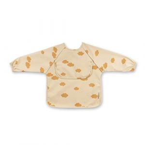 &Uuml;neeQbaby Bavoirs imperm&eacute;ables pour b&eacute;b&eacute;s et tout-petits - Lot de 2, manches longues Oeko-TEX avec poche, style combinaison int&eacute;grale (Petit 6 &agrave; 18 mois, Arc-en-ciel beige, nuages marron) (&Uuml;neeQbaby, neuf)