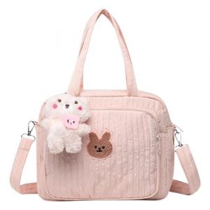 EHOTER Sac De Maternité Pour Bébé Sac Matelassé Ppy Maternité Packs Grande Capacité Couche Maternelle Maman Toilette Bagage Sac Maman Voyage Fourre-Tout Cadeau Pour La Mère (Rose) (Beautybigbang Decor, neuf)