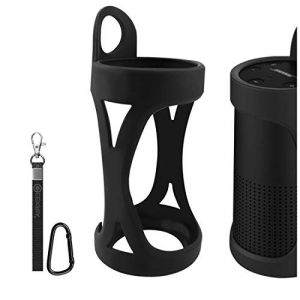 Geekria Coque de haut-parleur en silicone compatible avec Bose SoundLink Revolve, protection imperméable et douce, étui de transport de rechange pour haut-parleurs portables avec crochet porte-clés (GeekriaDirectEU, neuf)