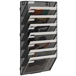 EasyPAG 8 Compartiments Assembler Métal Porte Revue Mural Porte Document Suspendu A4 Organisateur de Bureau à Suspendre Banette de Rangement Range Papier Corbeille a Courrier Murale,Noir (EasyPAG-EU, neuf)