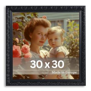 VictoR Rubens Cadre Photo Vintage Baroque 30 x 30 cm Noir - Baguette 30 x 20 mm - Verre Véritable - Antique - Carré (Victor_Store, neuf)