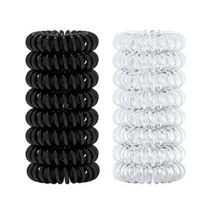 16 PCS Elastique &agrave; cheveux Elastique cheveux spirale Bandeaux de queue de cheval Accessoire de Coiffeur, Noir 8 pi&egrave;ces/Transparent 8 pi&egrave;ces (changchuidai, neuf)