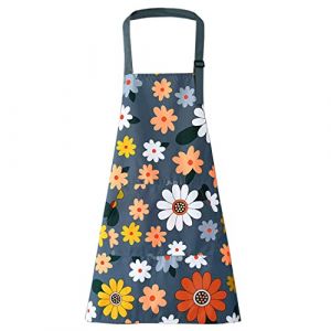 LECTNORE Tabliers de cuisine de chef, tabliers floraux pour femme Tablier r&eacute;glable avec poche Tablier de cuisine Tablier imperm&eacute;able pour cuisine Cuisson Jardinage (LECTNORE FR, neuf)