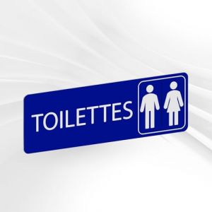 Plaque Signalétique Toilettes Mixtes – Plaque De Porte Adhésive PVC 5 x 15 cm – 20 Couleurs Disponibles (Bleu) (GRAVURE ET COMPAGNIE, neuf)