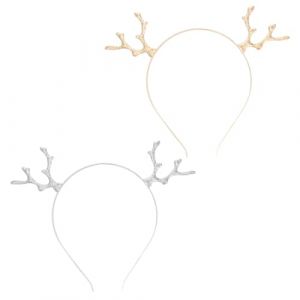 VICASKY 2 Pièces bandeau en bois de cerf accessoire de cheveux pour femmes Bois de Noël pinces cheveux bandeau cheveux cerceau de cheveux en bois de cerf cerceau de cheveux de Noël alliage (Micanties, neuf)