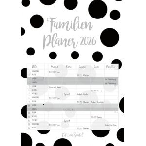 Edition Seidel Calendrier familial de qualit&eacute; sup&eacute;rieure - Noir et blanc - XL 2026 - Calendrier familial - Calendrier mural DIN A3 - 5 colonnes (noir et blanc) (Seidel Verlag GmbH, neuf)