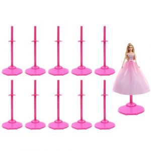 Reccisokz 10 Pièces Support de poupée en polyrésine,Support de Poupée, Support de Poupée Réglable, Support de Poupée pour Étagère de Poupée, Support de PoupéE en Plastique（rose） (Reccisokz, neuf)