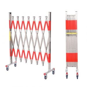 Barrière de chantier, Barrière Métallique Ciseaux Extensible pour Contrôle de Foules, Poteau de Guidage Aciers Inoxydables, Attention Grille industrielle avec Roues Universelles Verrouillables (YANG Shop, neuf)