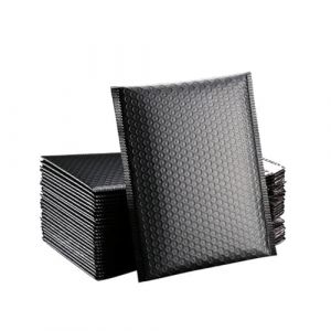 Lot de 10 enveloppes rembourrées de grande taille en polyéthylène auto-adhésives pour envoi postal, sacs cadeaux, enveloppes d'emballage pour livres, enveloppes à bulles (noir, 25 x 30 cm) (GFJFMSM, neuf)