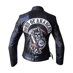 Veste de motard Sons of Anarchy Highway en cuir v&eacute;ritable pour femme Noir, Cuir synth&eacute;tique., M (BexHide, neuf)