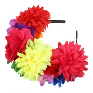 iplusmile Bandeau Floral Mexicain Sombre pour Halloween Serrage-T&ecirc;te &agrave; Fleurs en Tissu R&eacute;aliste Accessoire de F&ecirc;te Jour des Morts pour Cosplay et Soir&eacute;es D&eacute;guis&eacute;es (Cosy & U, neuf)