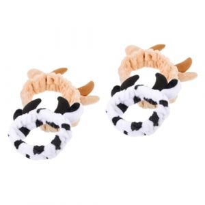 SOESFOUFU 4pièces Bandeau De Maquillage Tête Animal Élastique Doux Pour Lavage Du Visage Accessoire De Soins De Peau Avec Design Mignon Vache Et Buffle (Wadaliy, neuf)