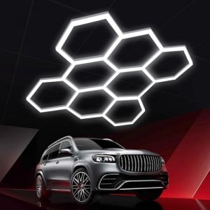 Lampe LED hexagone,plafonnier LED nid d'abeille,Lampe de Garage hexagonale,eclairage led garage,neon led garage,Plafonnier LED en Nid d'abeille,lampe atelier,tube led,reglette led garage,1 à 8 Trous a (hefeijunfanbaihuodiang, neuf)