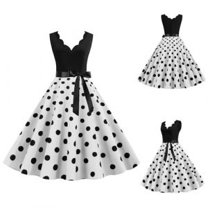 G&eacute;n&eacute;rique Femmes Robe Annee 50 60 40 Vintage Pin Up Retro &eacute;L&eacute;Gante Mariage Cocktail Soir&eacute;E F&ecirc;Te C&eacute;R&eacute;Monie D&eacute;Contract&eacute;E Fronc&eacute; &agrave; Volants Robe Rockabilly Femme Pin Up (qiaoxiahe, neuf)