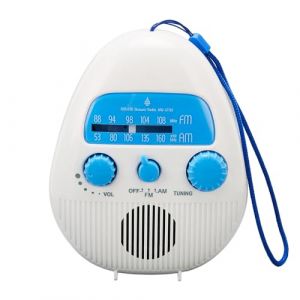 Sarini Radio FM de Salle de Bain sans Fil étanche, Radio de Douche AM FM Portable, Haut-Parleur intégré, Radio numérique alimentée par Batterie avec Sangle de Transport (Sarini EU, neuf)