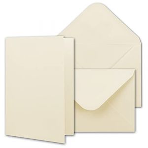 75x Set de cartes pliables avec enveloppes DIN A6 (105 x 148 mm) en blanc naturelle - Cartes d'invitation vierges 10,5 x 14,8 cm &agrave; personnaliser & cr&eacute;er (GUSTAV NEUSER GmbH, neuf)