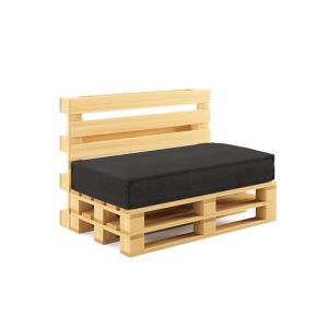 chilly pilley® Coussin de Palette Coussinets de Palette en Corde pour palettes UE - Housse Amovible - Coussin d'assise - Coussin de Dossier (Coussin d'assise 120x80, Noir) (chillypilley, neuf)