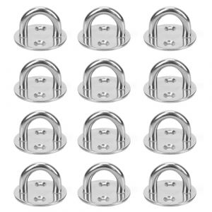 SAIJIAN 12 Pièces Platine Oeil INOX M5 Platine Ancrage INOX 304 Crochet Oeillet Plaque a Oeillet Crochets de Plafond Support Anneau Mural pour Accrocher des Objets Crochets de Fixation (SAIJIAN, neuf)