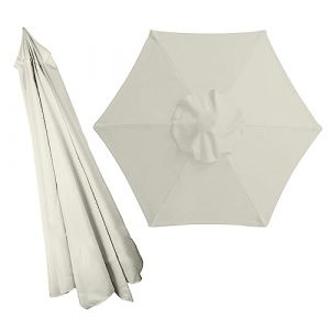 Toile de rechange pour parasol 2.0m/2.7m/3.0m, toile de parasol deport&eacute; 6 baleines/8 Baleines, Housse de rechange pour parasols de jardin, Anti-UV ext&eacute;rieur Parasols Auvent de rechange(Couleur:Blanc c (CSXMY, neuf)