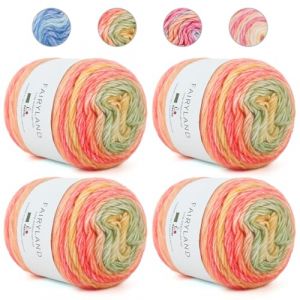 Aeelike 400g Laine Crochet, 245m Super L&eacute;ger Gradient Pelote de Laine, Laine &agrave; Tricoter Multicolore Super Doux pour Couverture B&eacute;b&eacute; Pulls &Eacute;charpe Chapeaux, Ombr&eacute; Laine Coton Rouge Vert (EuErYang, neuf)