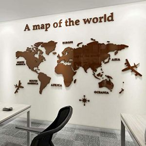3D Stickers Muraux Carte du Monde Stickers DIY Mural Autocollants Carte Arts Décoration de la Maison pour Chambre, Salon, Cadeau de Noel (S,Marron) (guangmu, neuf)