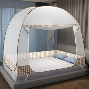 Moustiquaire de Lit, Moustiquaire Lit 2 Places avec Fermeture éclair, Double Porte moustiquaire de lit Pliable, Moustiquaire Voyage Portable, Tente Moustiquaire pour Chambre, Dortoirs, Camping, Hôtel (wangzhejingpinmaoyi, neuf)