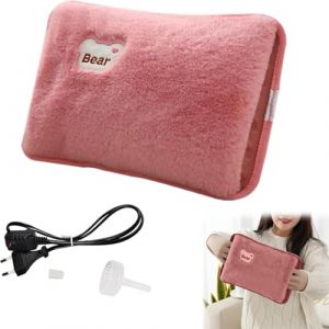 Bouillotte Electrique Chauffante Rechargeable, Bouillottes Eau Chaude, Sac à Eau Chaude, Bouillotte Electrique avec Doublure en Peluche Douce, Chauffe-pieds, Chauffe Main/Ventre/Cou (Rose) (Deppr, neuf)