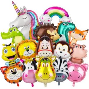 Hxezoc Ballon Animaux Jungle Helium - 16pcs Ballon Animaux de la Foret Ballons Gonflables Géant Motifs Animal Feuille D'aluminium Ballons pour Décorations pour Fêtes d'Anniversaire d'Enfants (Hxezoc Store, neuf)