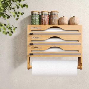 Derouleur Film Alimentaire, Distributeur Film Alimentaire avec Coupeur et Porte Sopalin Cuisine, Distributeur Papier Aluminium et Film, Support de Rangement pour Mural/Tiroir de Cuisine (TaiYuanLingHuiWangLuoKeJiFuWuYouXianGongSi, neuf)