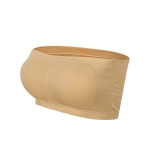 Lemef Bandeau sans Couture Soutien-Gorge sans Bretelles Top Tube Extensible avec Coussinets Amovibles pour Femmes,Couleur Chair,L (SUNNYCOOL, neuf)
