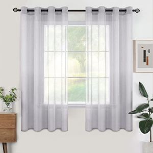 Woaboy Lot de 2 Rideaux Voilage à Oeillet Rideau Semi-Transparent intérieurs pour Chambre Salon Maison 140x160 cm Gris (fengjin home, neuf)