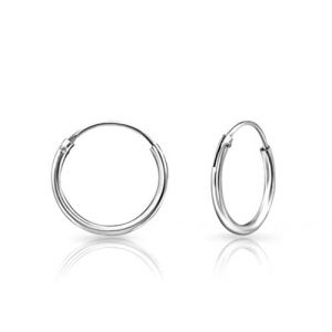 Petite Creoles Argent - Creole Fille - Boucle d oreille Creole Argent 925 - Creoles Enfant - Earrings for Men - Cr&eacute;ole Homme - Boucle Oreille Anneau - Boucles d oreille Femme - Bijoux Ado - 14 mm (DTPSilver, neuf)