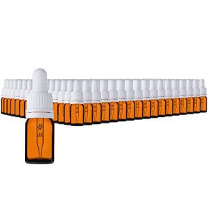 HandsUnity 5ml-255pcs de Flacon de Pipette Petit Flacon en Verre - d'apothicaire en Verre Ambr&eacute; avec Capuchon de Pipette Blanc Comprenant 5pcs d'accessoires Bouteilles en Verre Brun (ahojlife, neuf)