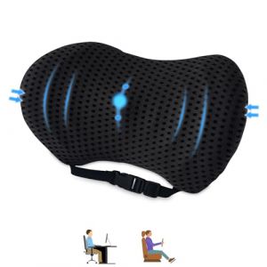 Aipwerer Coussin Lombaire Voiture,Oreiller de Soutien Lombaire pour Chaise de Bureau et Siège de Voiture,Coussin de Dossier avec Sangle Réglable,pour Maison,Bureau,Voiture (Noir) (SZKYDGS, neuf)