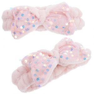 TOVINANNA 2pièces Bandeaux Avec Paillettes Pour Spa Accessoires De Maquillage Et Soins Visage Trousse De Toilette Femme (Qieiyi, neuf)