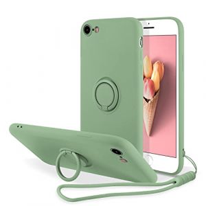 UEEBAI Silicone Coque avec Ring pour iPhone 7/8/SE 2022 5G/SE 2020, Etui Absorption des Chocs avec Bague 360 Degr&eacute;s Rotation Bumper Case pour iPhone SE3/SE2, Vert Matcha (UEEBAI, neuf)