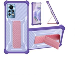 Aroepurt Coque pour Infinix Note 11 Pro Coque &Eacute;tui Case Cover Hybride [avec Protection d'&eacute;cran en Verre tremp&eacute;] [Support magn&eacute;tique Pliable] [givr&eacute; r&eacute;sistant aux Empreintes digitales] Violet (Huayijie-eu, neuf)