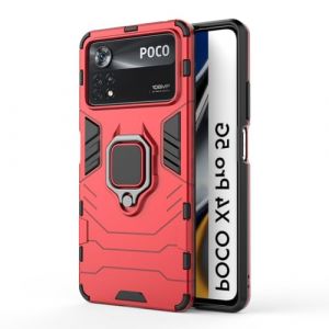 Max Power Digital Coque pour Xiaomi Poco X4 Pro 5G Housse Antichoc avec Anneau Rotatif Aimant Etui Magn&eacute;tique Rigide Dure Armure Bague Support Armure Renforc&eacute;e (Xiaomi Poco X4 Pro 5G, Rouge) (Max Power Digital, neuf)